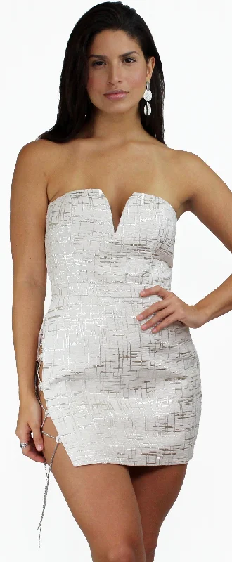 Iconic Moment White & Silver Shimmer Dress