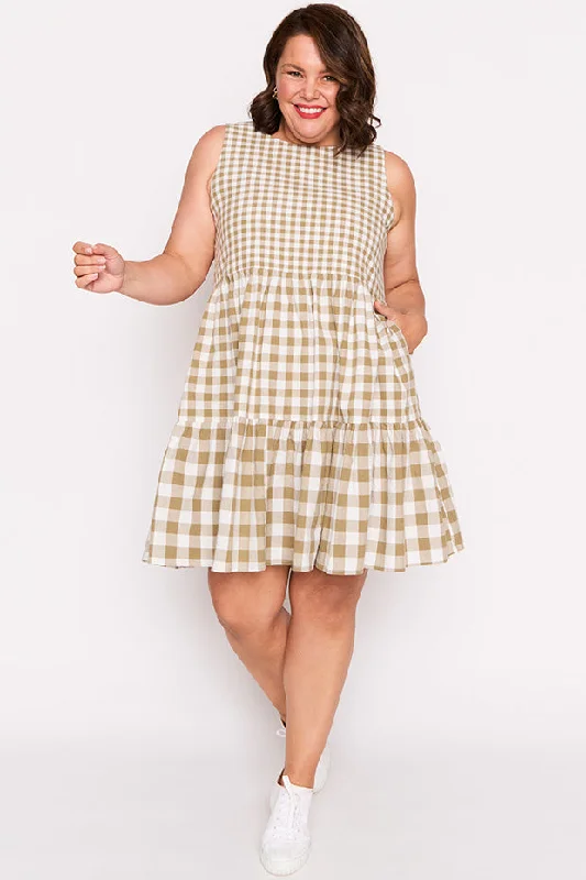 Joey Olive Gingham Dress