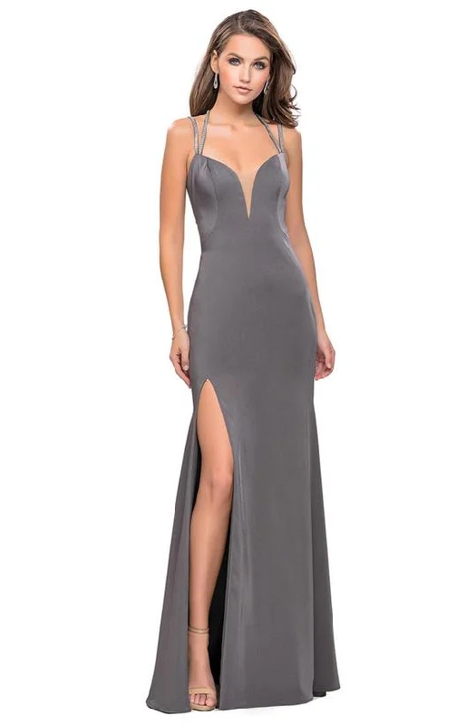 La Femme - 25660SC Jersey Plunging Sweetheart Fitted Dress