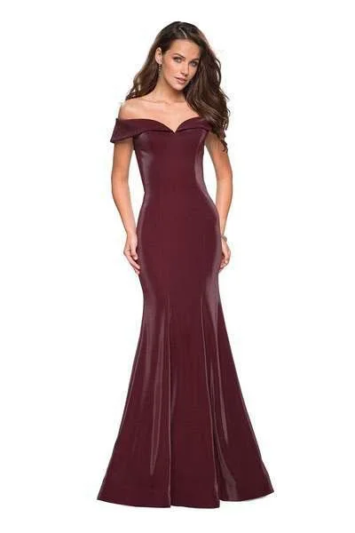 La Femme - 27176SC Jersey Off-Shoulder Trumpet Gown