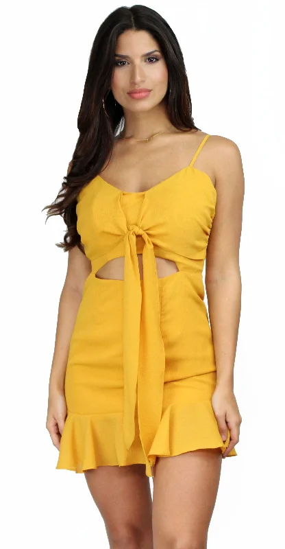 Lavish Lifestyle Mustard Ruffle Dress