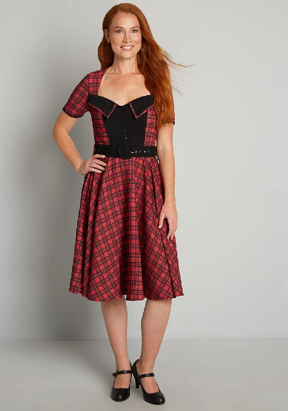 Love You Like Plaid Swing Dress