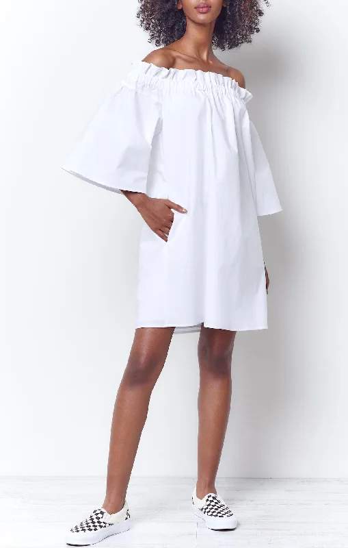 MARY Off the Shoulder Ruffle Dress - Poplin