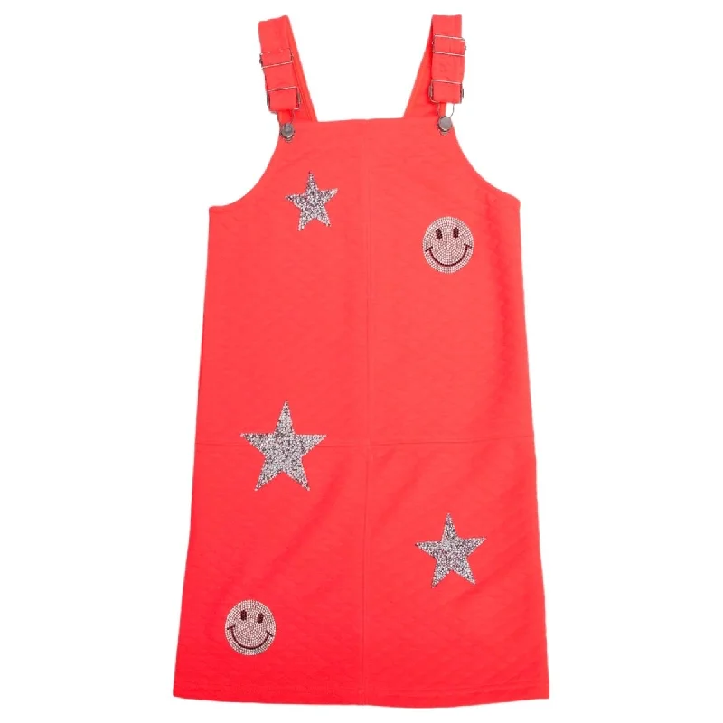 METALLIC PATCHES NEON OVERALL DRESS