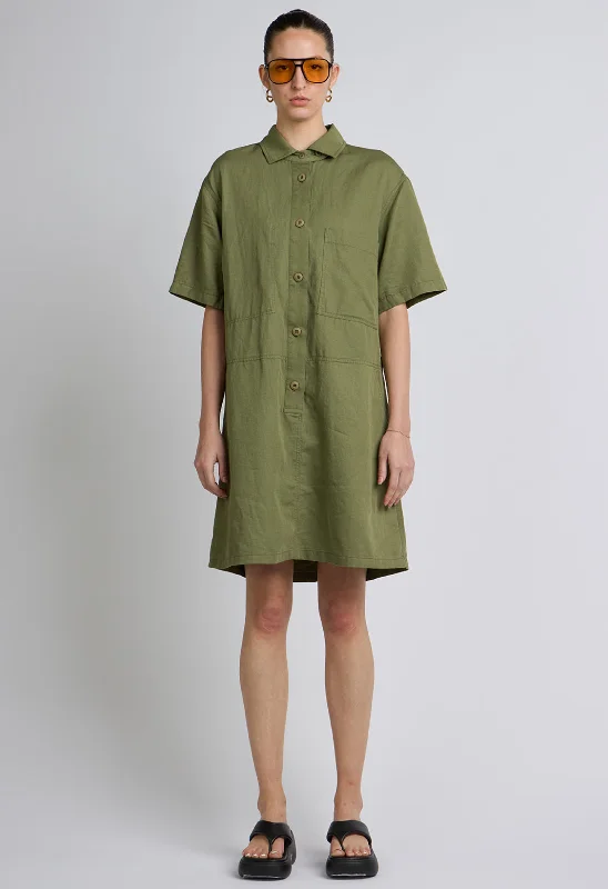 Dylan Linen Dress In Green