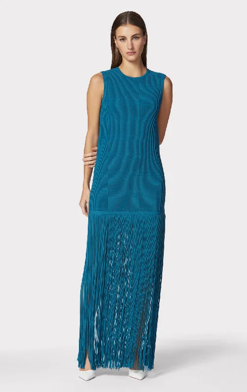 OTTOMAN SHADOW STRIPE FRINGE GOWN