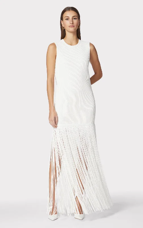 OTTOMAN SHADOW STRIPE FRINGE GOWN