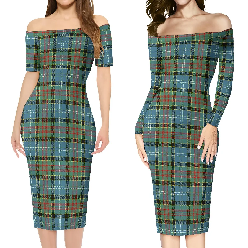 Paisley Tartan Off Shoulder Lady Dress