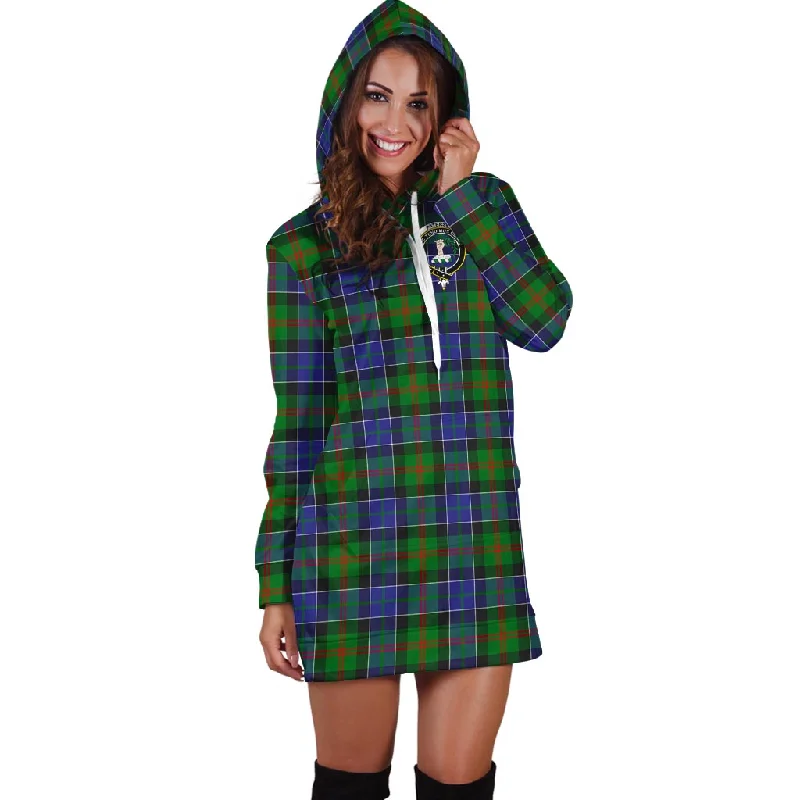 Paterson Tartan Hoodie Dress with Family Crest