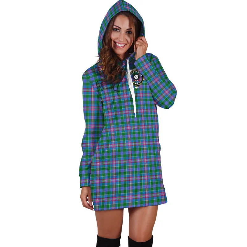 Pitcairn Tartan Hoodie Dress with Family Crest