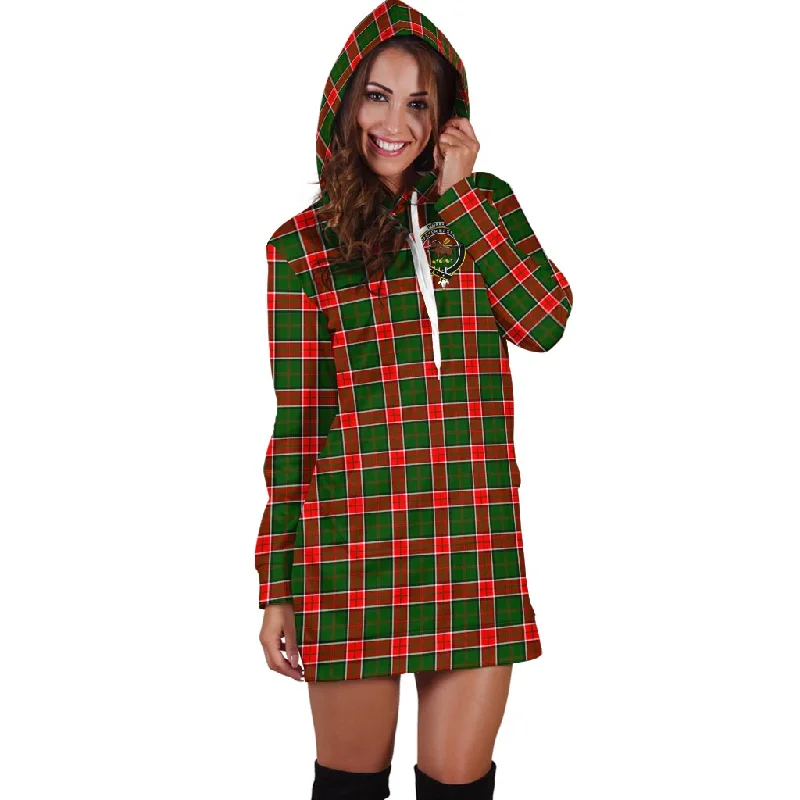 Pollock Tartan Hoodie Dress with Family Crest