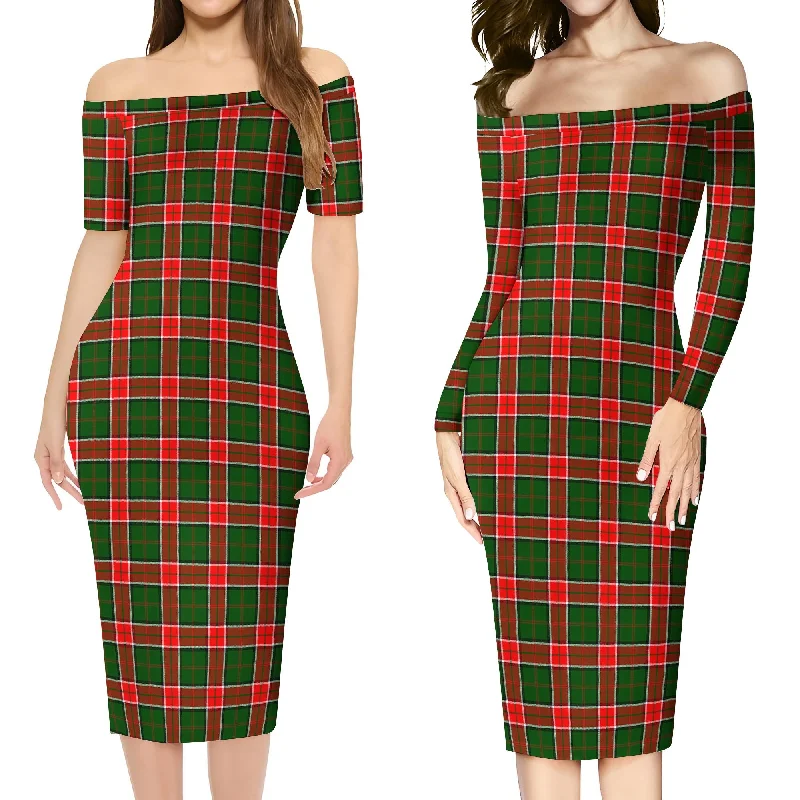 Pollock Tartan Off Shoulder Lady Dress