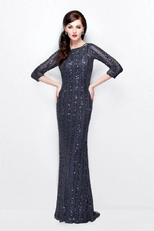 Primavera Couture - 1719SC Bead Embellished Jewel Sheath Evening Dress