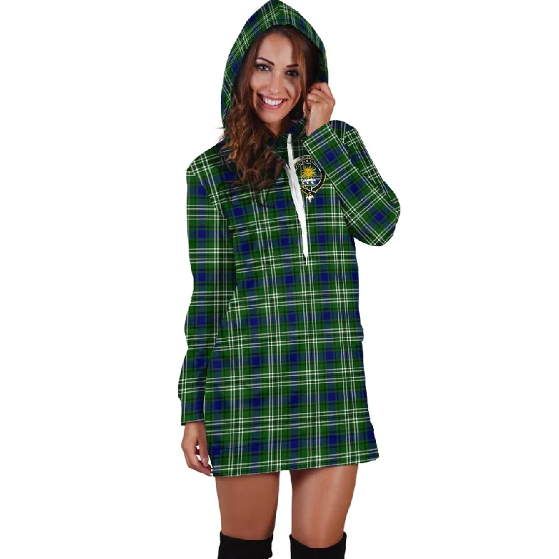 Purves Tartan Hoodie Dress with Family Crest