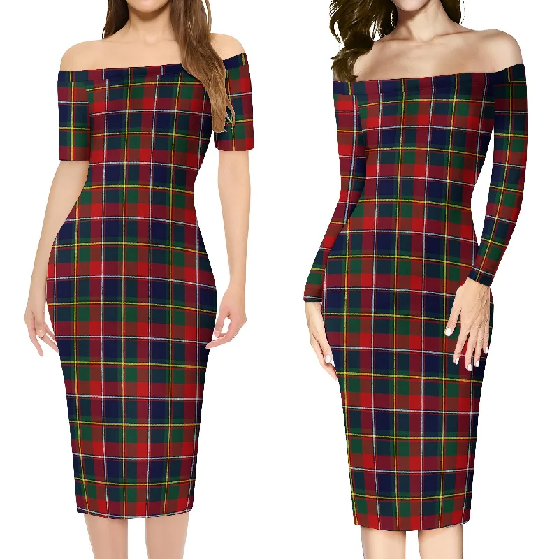 Quebec Province Canada Tartan Off Shoulder Lady Dress