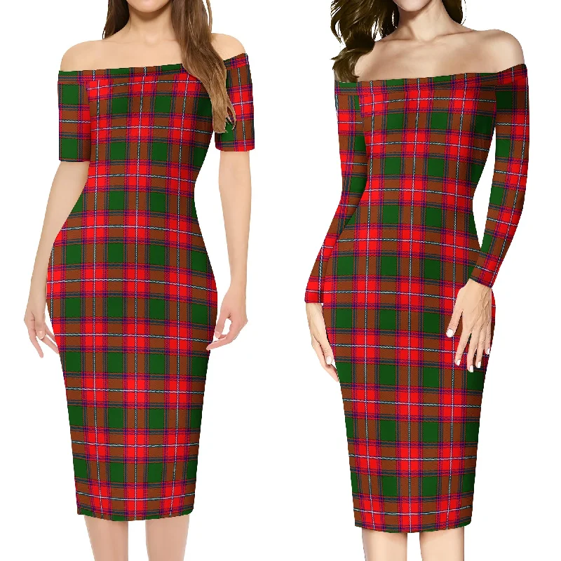 Rattray Modern Tartan Off Shoulder Lady Dress