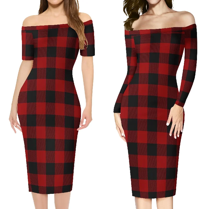 Rob Roy Macgregor Tartan Off Shoulder Lady Dress