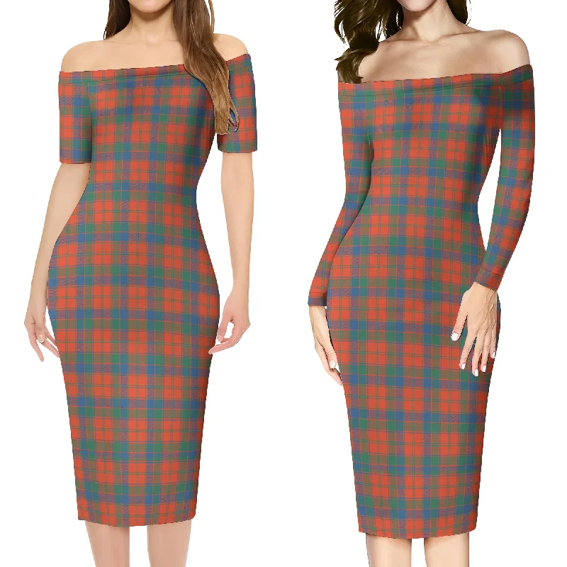 Robertson Ancient Tartan Off Shoulder Lady Dress