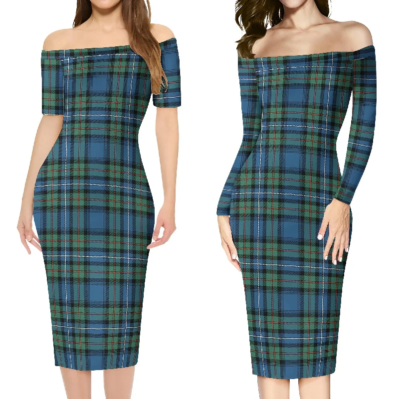 Robertson Hunting Ancient Tartan Off Shoulder Lady Dress