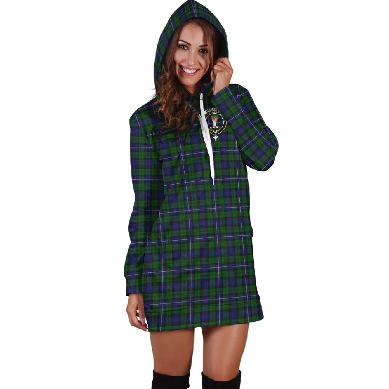 Robertson Hunting Tartan Hoodie Dress with Family Crest