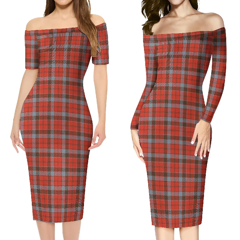 Robertson Weathered Tartan Off Shoulder Lady Dress