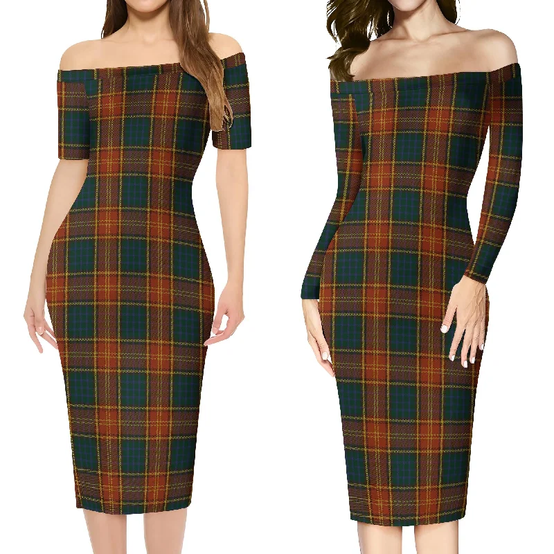 Roscommon County Ireland Tartan Off Shoulder Lady Dress