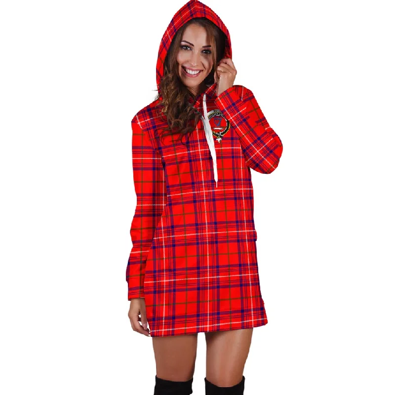 Rose Modern Tartan Hoodie Dress with Family Crest