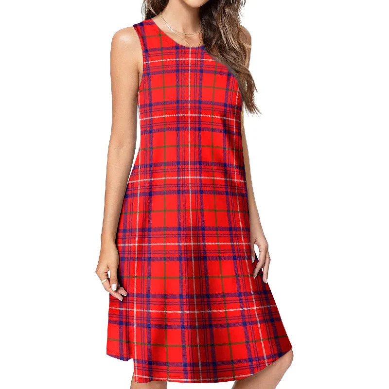 Rose Modern Tartan Womens Casual Dresses