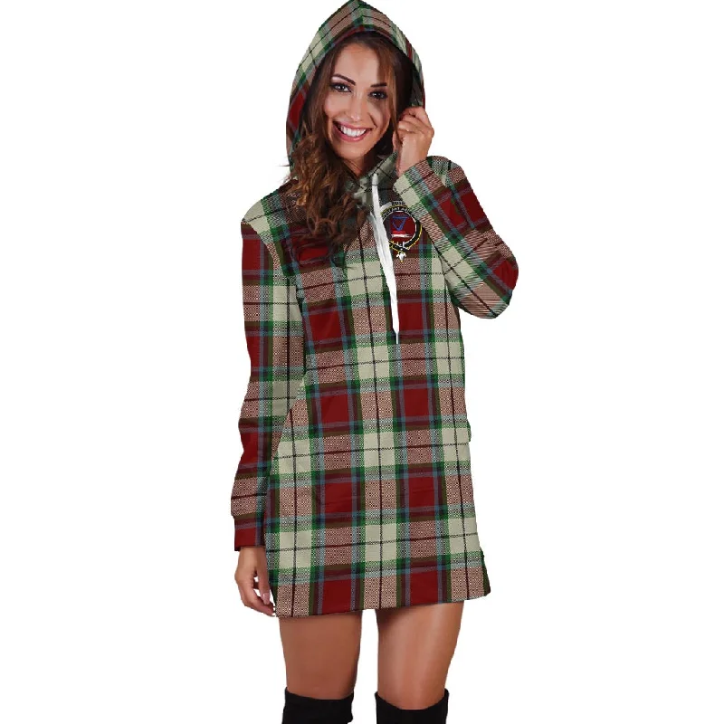 Rose White Dress Tartan Hoodie Dress with Family Crest