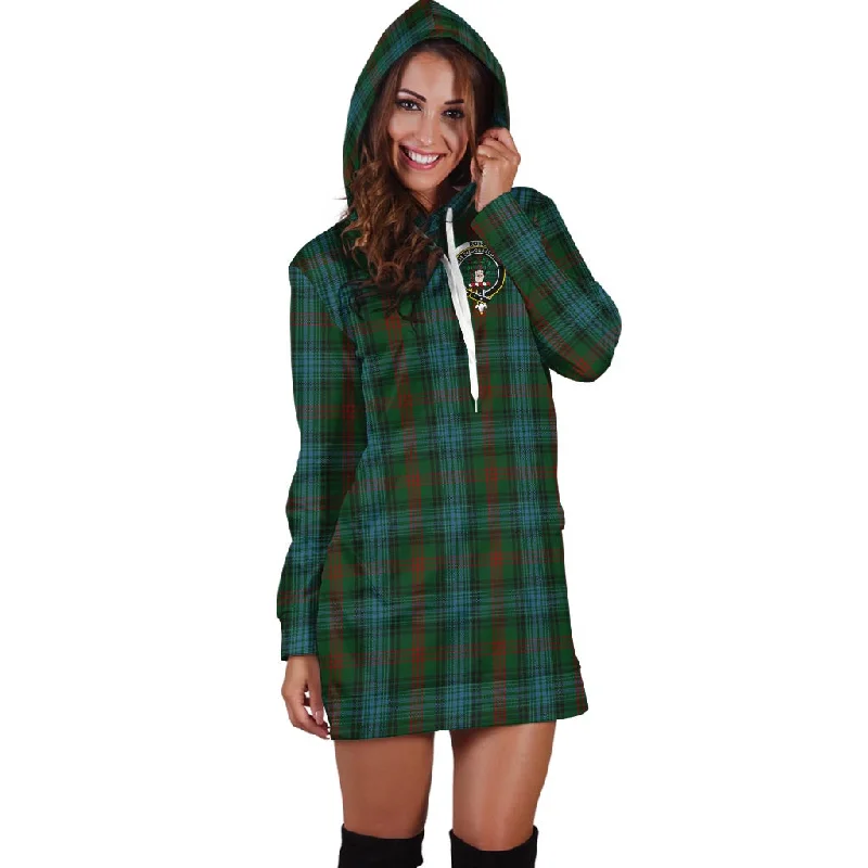 Ross Hunting Tartan Hoodie Dress with Family Crest