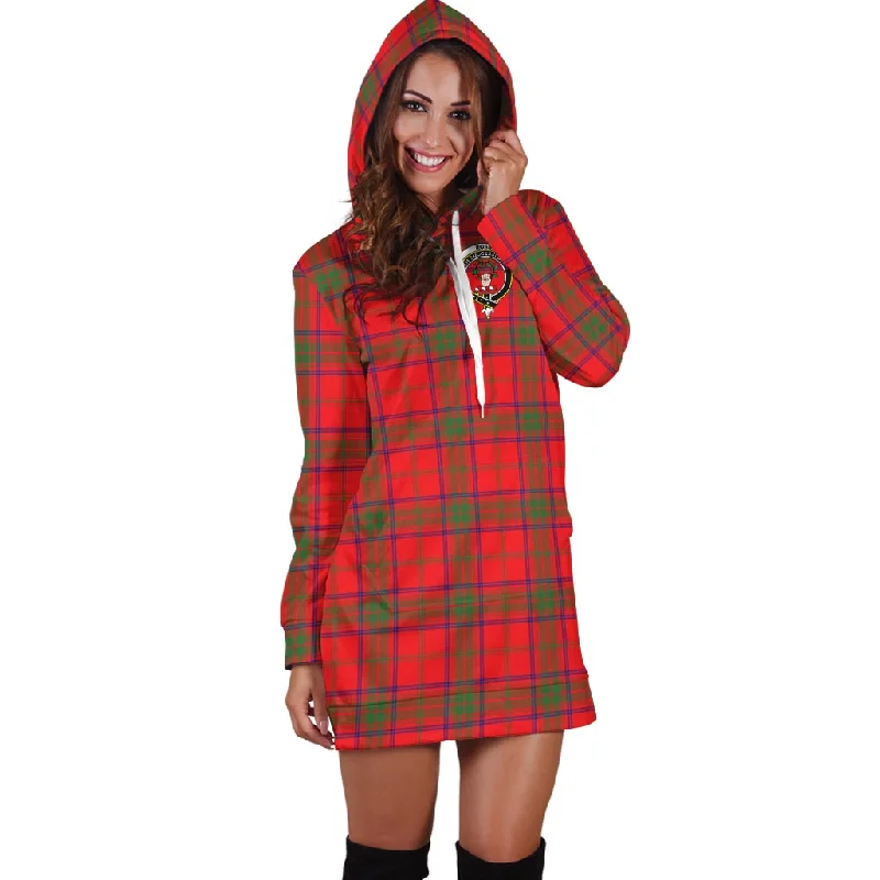 Ross Modern Tartan Hoodie Dress with Family Crest