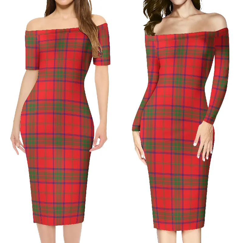 Ross Modern Tartan Off Shoulder Lady Dress