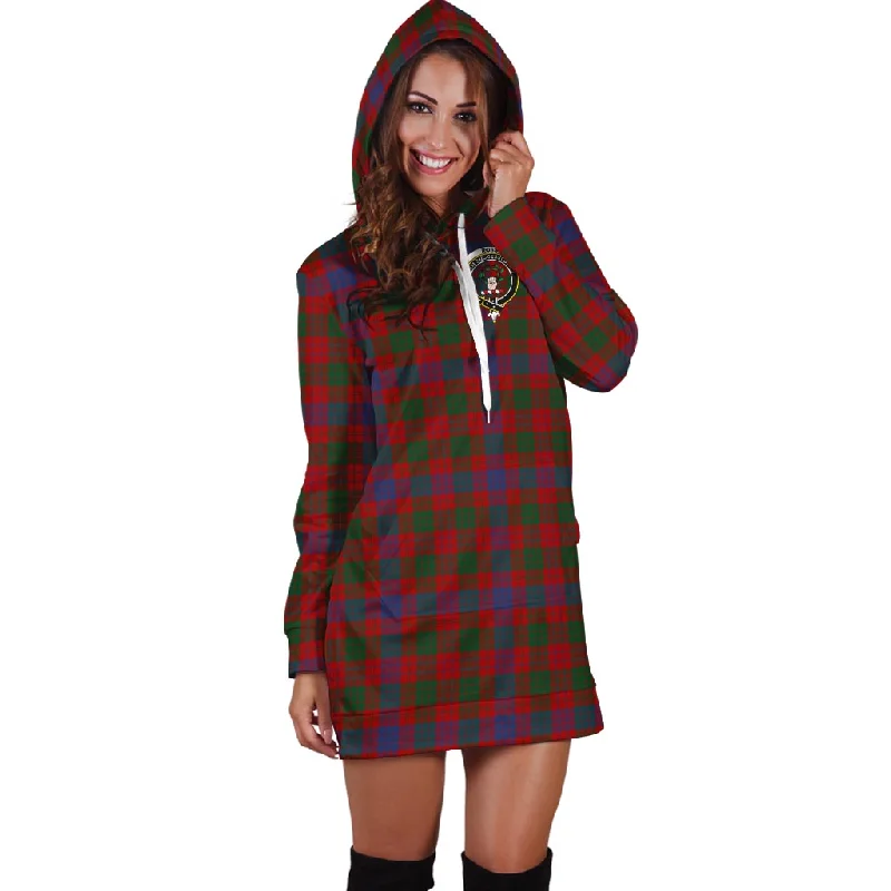 Ross Tartan Hoodie Dress with Family Crest