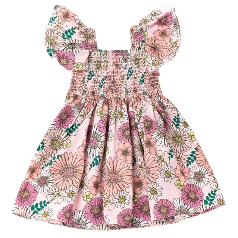 RETRO BLOSSOM SMOCKED DRESS