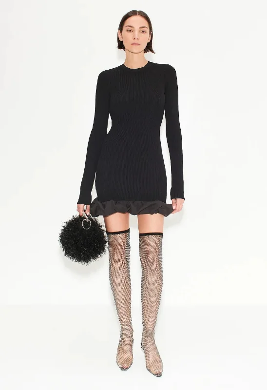 Otton Knit Poplin Dress in Black