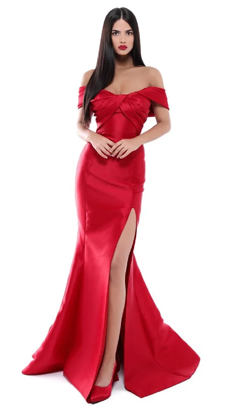 Tarik Ediz - Off Shoulder High Slit Mermaid Dress 50448