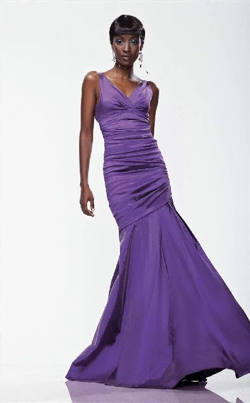 Theia - Ruched Iridescent Taffeta Trumpet Gown 881071SC