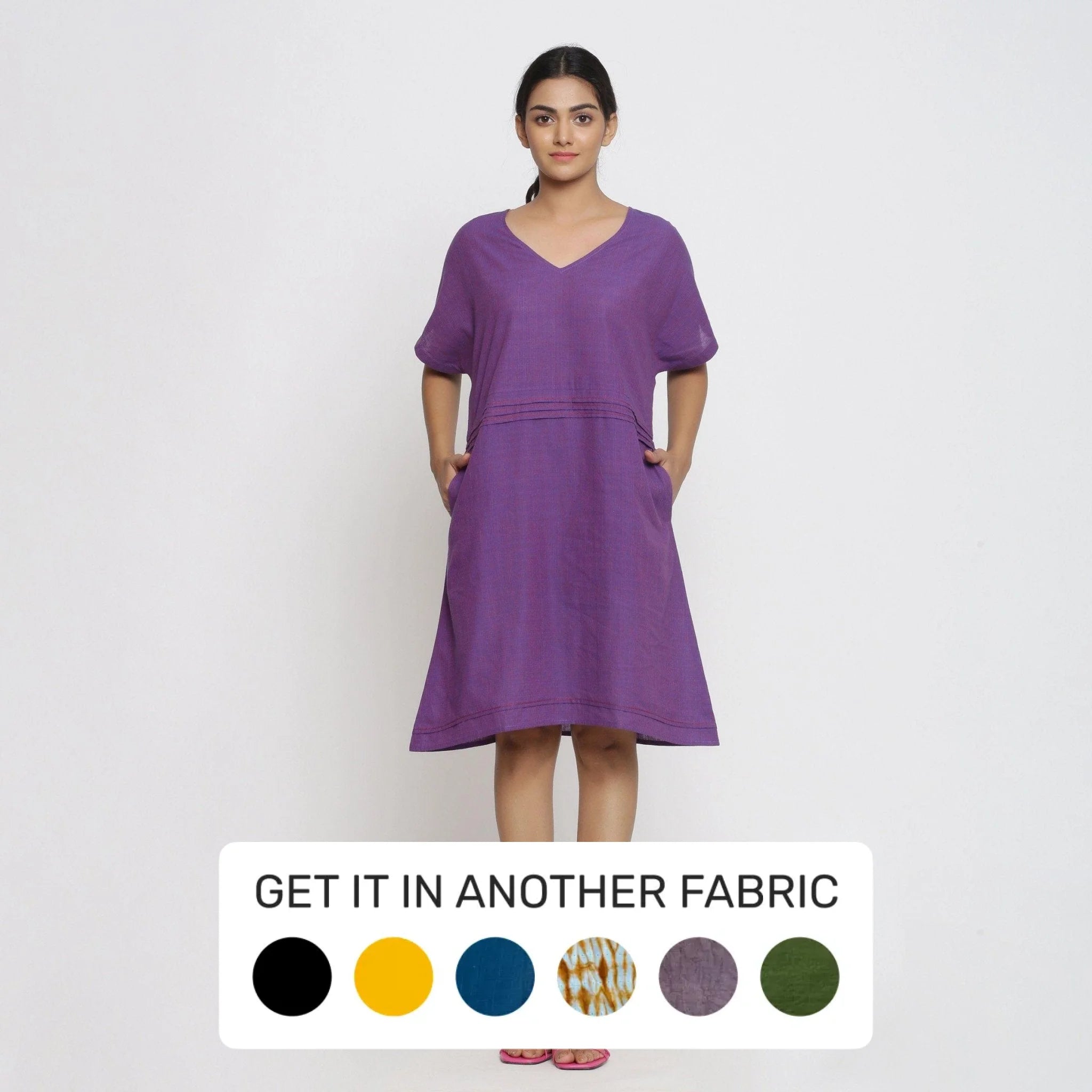 Violet Mangalgiri Cotton Knee Length Pleated Dress