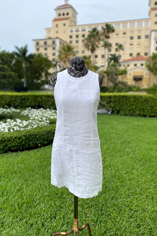 White Linen Patchwork Dress