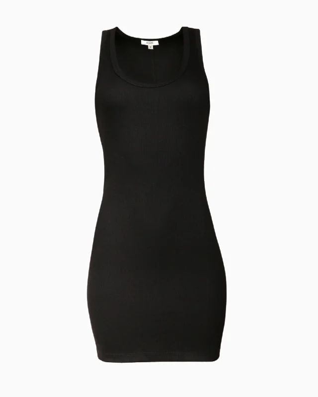 Agolde Maria Rib Tank Dress in Black Chic Casual Tank Dress