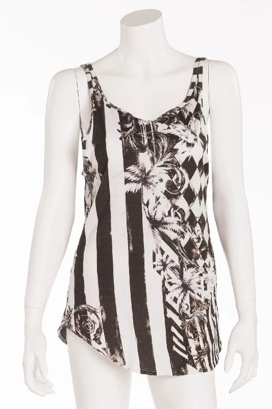 Balmain - Black and White Striped 2pc Tanks - FR 40 Soft Fabric Tank Dress
