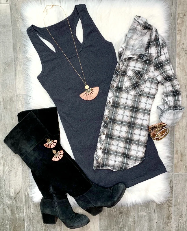 Basic Tank Dress: Charcoal Tank Dress for Women