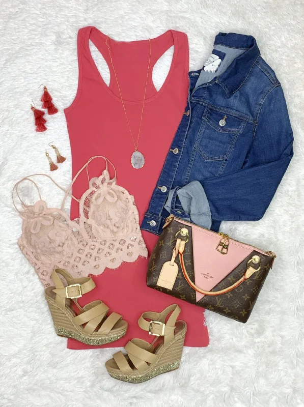 Basic Tank Dress - Rose Relaxed Fit Tank Dress