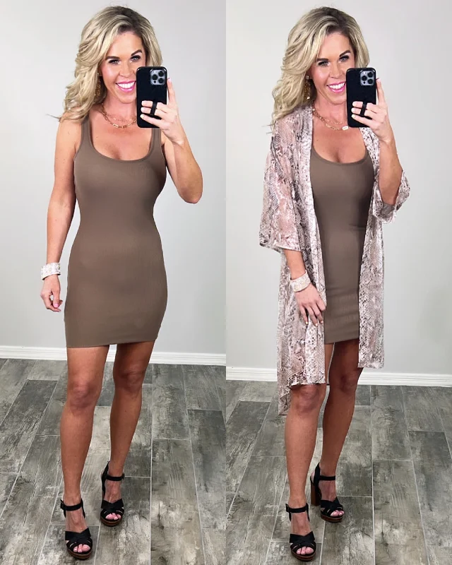 Committed To Casual Tank Dress - Brown Tank Dress for Summer