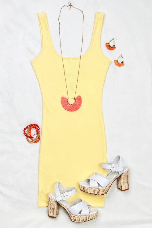 Committed To Casual Tank Dress - Lemon Casual Tank Dress