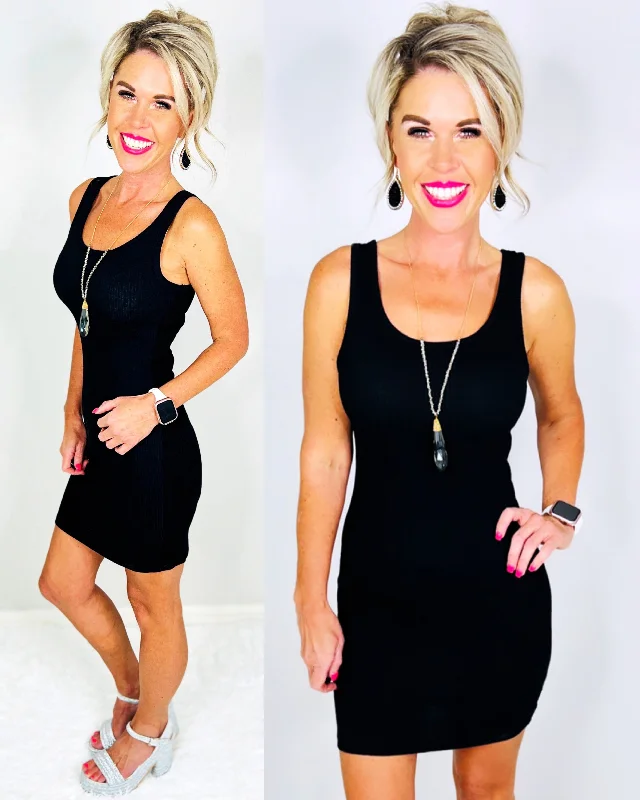Daily Thoughts Ribbed Tank Dress - Black Simple Tank Dress