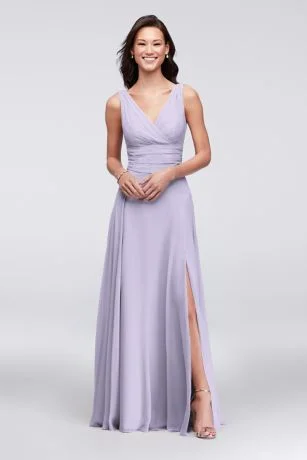 David's Bridal Surplice Tank Long Chiffon Bridesmaid Dress/F19831 Relaxed Tank Dress