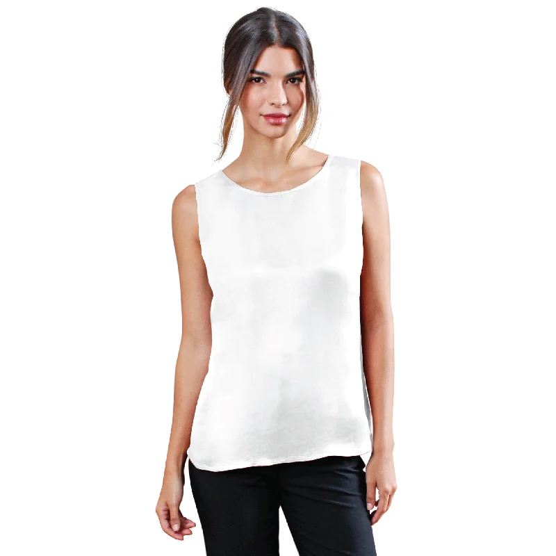 Luxury Artisan Silk Blouse Sleeveless, Tank Top Round Neck, Washable Natural Mulberry Silk Comfortable Sleeveless Dress