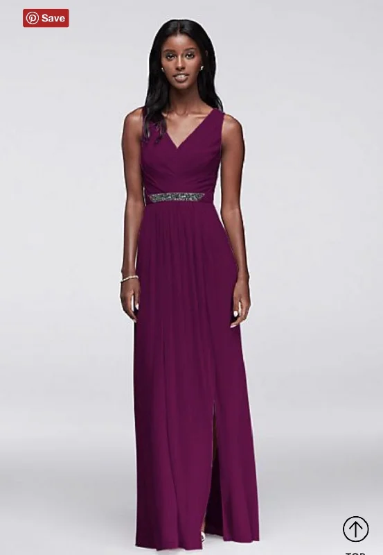 David's Bridal Mesh vneck tank sangria Trendy Tank Dress