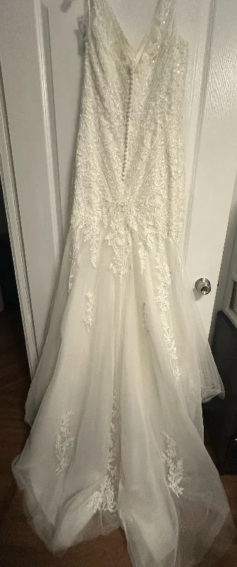 Oleg Cassini Multi-Lace Tank V-Neck Mermaid Wedding Dress/CWG963 Basic Tank Dress